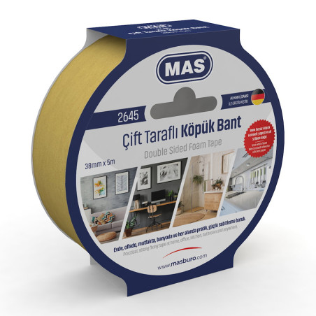 MAS 2645 Çift Taraflı Köpük Bant 38 mm x 5 m