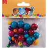 Puti Renkli Yuvarlak Boncuk Karışık 14210  8 mm, 10 mm ve 16 mm Ahşap Boncuk Seti
