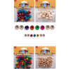 Puti Renkli Yuvarlak Boncuk Karışık 14210  8 mm, 10 mm ve 16 mm Ahşap Boncuk Seti